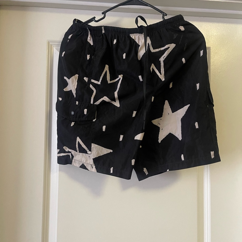Star Patterned Black and White Women's Shorts